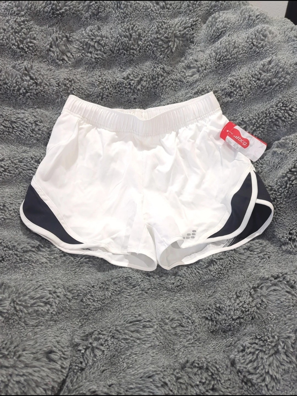 Women’s White Athletic Running Shorts with Black Accent